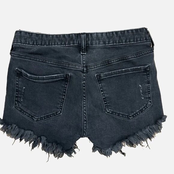 EXPRESS Women's 00 Shortie Relaxed Low-Rise Distressed Black Denim Jean Shorts - Picture 4 of 4